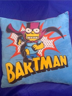 Bartman Blue Graphic Accent Pillow